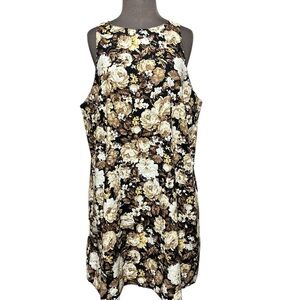 Abercrombie & Fitch Floral Swing Dress Black Brown Cream Sleeveless XL